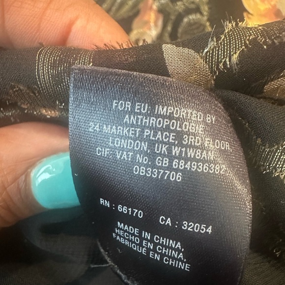 Anthropologie Golden Garden Top 14Medium Velvet Floral Bling Shimmering Sparkles - Picture 8 of 9